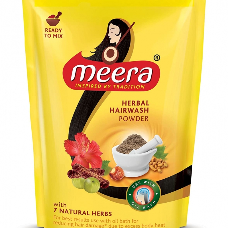 Meera herbal hairwash powder is made from a blend of roots, flowers and leaves from 8 natural herbs